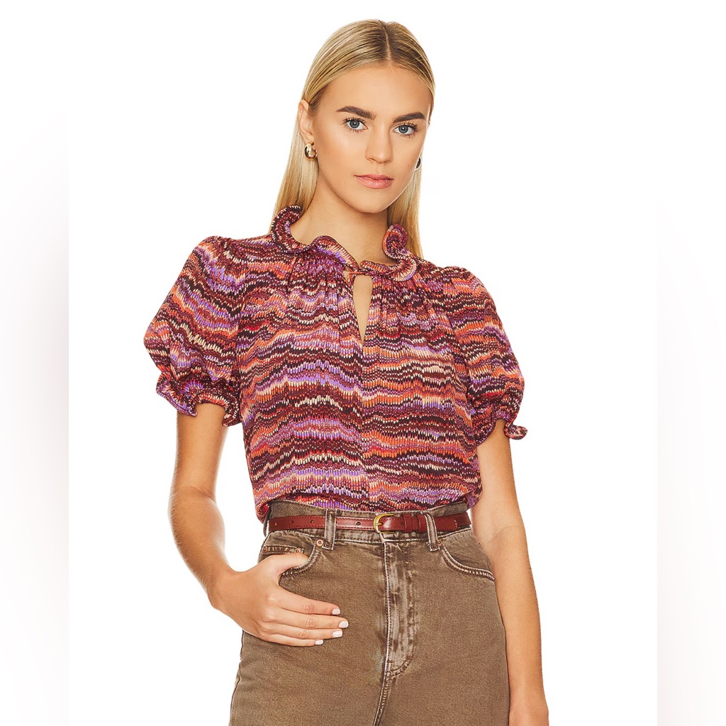 Ulla Johnson Corine Blouse In Purple Sapphire, Size 10, Nwt